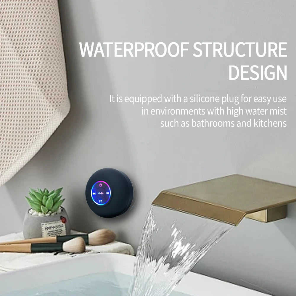 Enceinte Bluetooth Portable Sans Fil – Lumière LED, Étanche IPX4, Ventouse, Son Stéréo