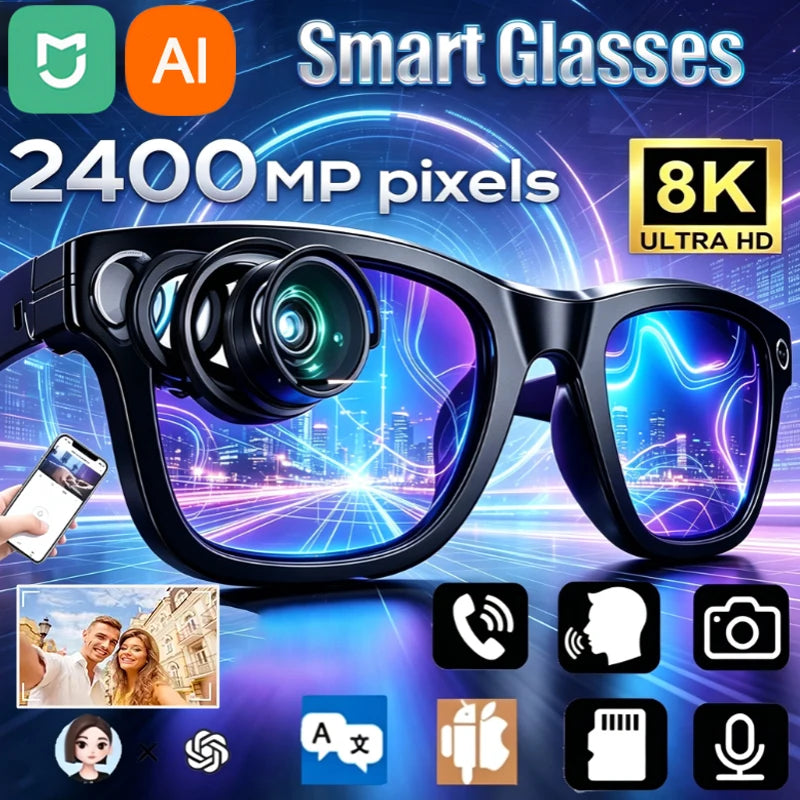 Lunettes Intelligentes Xiaomi MIJIA D11 – Bluetooth 5.4, IA, Caméra 8K, Appels & Musique Mains Libres