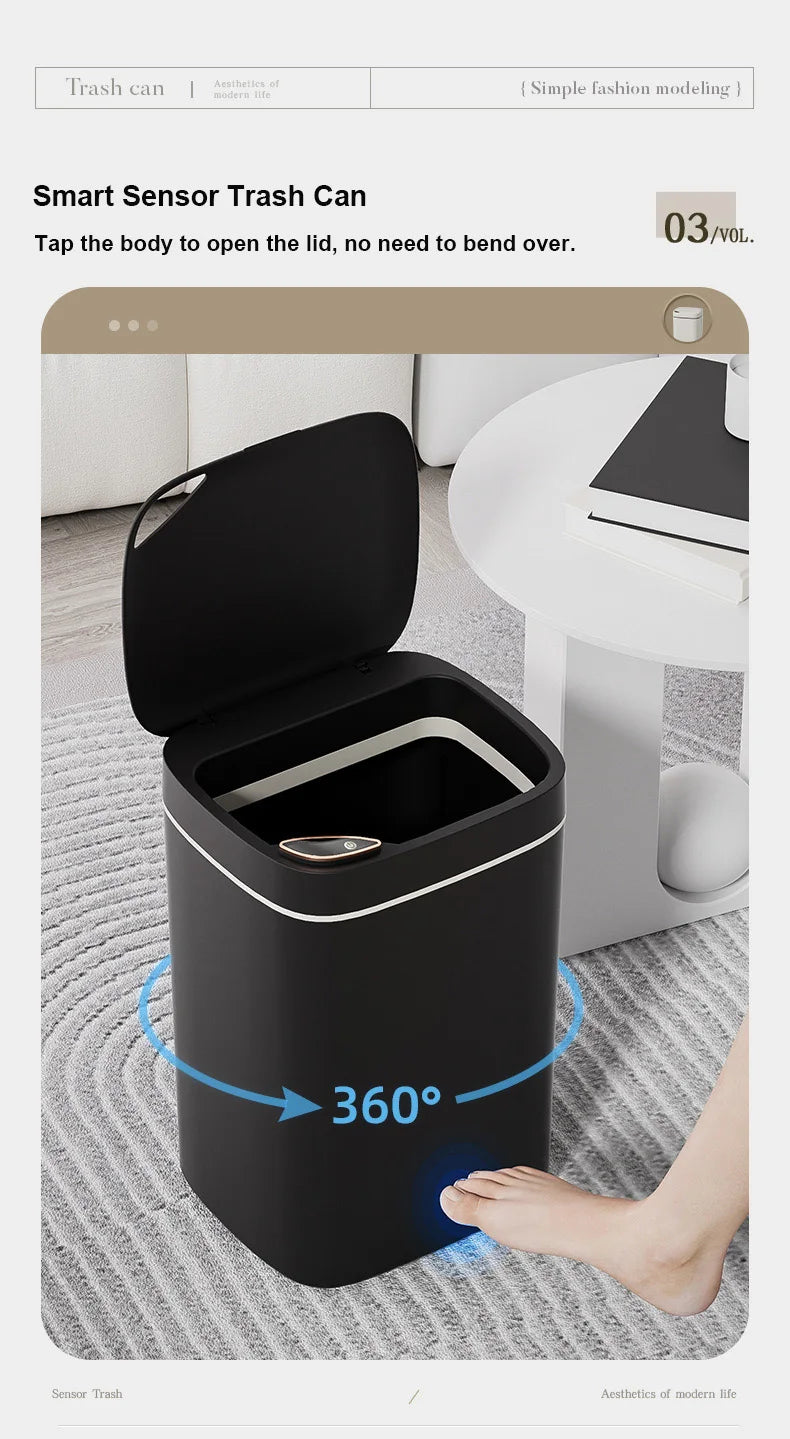 Poubelle Intelligente à Capteur 16L – Couvercle Automatique Mains Libres | Cuisine, Bureau, Salle de Bain
