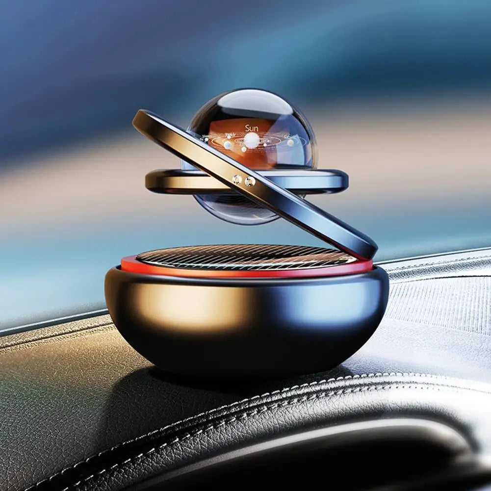 Désodorisant Solaire Rotatif pour Voiture – Boule Étoile Double Anneau & Diffuseur Aromatique
