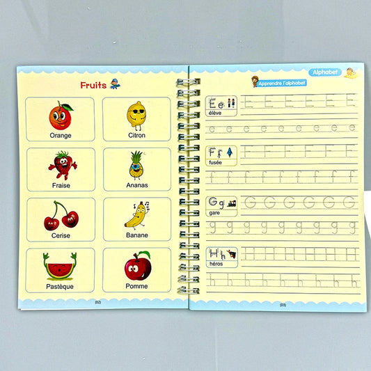 Cahier Magique d'Écriture Française avec Stylo – Ardoise Réutilisable Enfants 3-8 ans