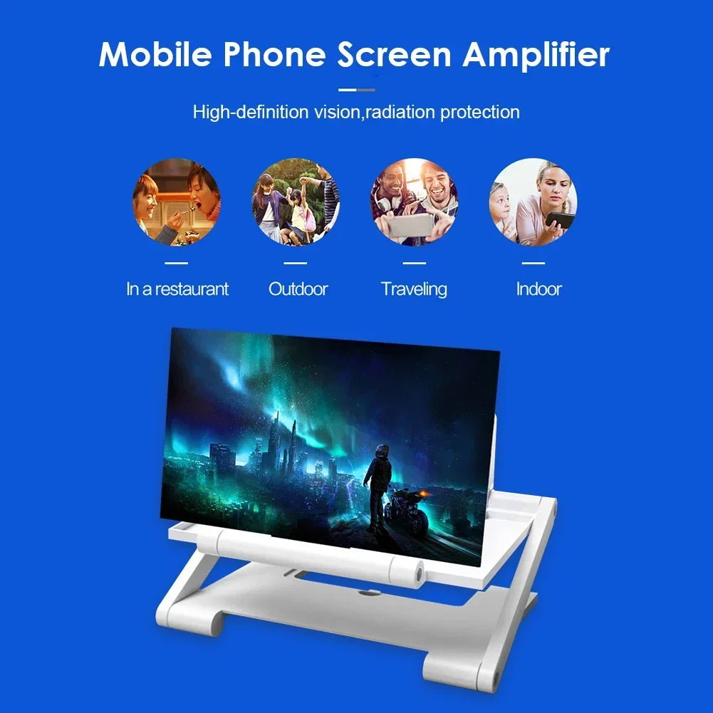 Amplificateur d’écran 3D pour smartphone – Loupe HD, projecteur vidéo, support réglable