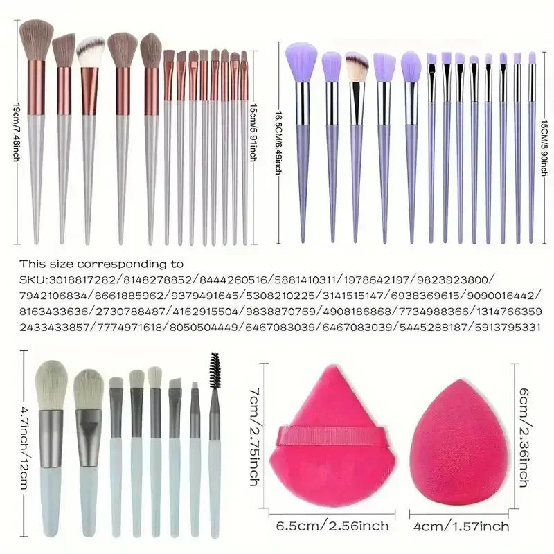 Ensemble de Pinceaux de Maquillage Professionnel – Kabuki, Fond de Teint, Fard à Paupières