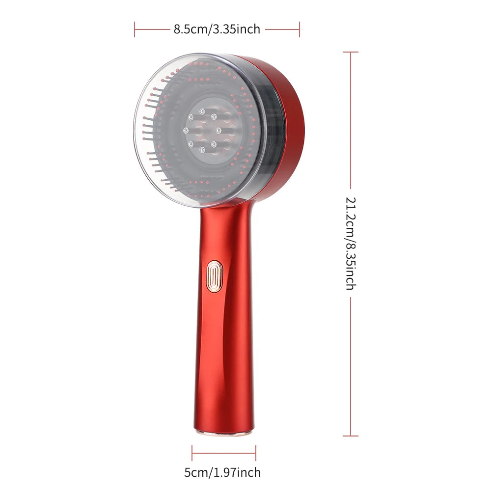 Peigne de Massage électrique, thérapie à la lumière rouge, Vibration, croissance des cheveux, brosse pour cuir chevelu, Anti-perte de cheveux, applicateur d'huile liquide