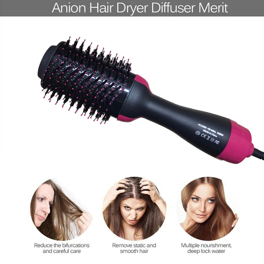 Brosse Soufflante 5 en 1 – Peigne Chauffant Ionique, Lisseur & Sèche-Cheveux