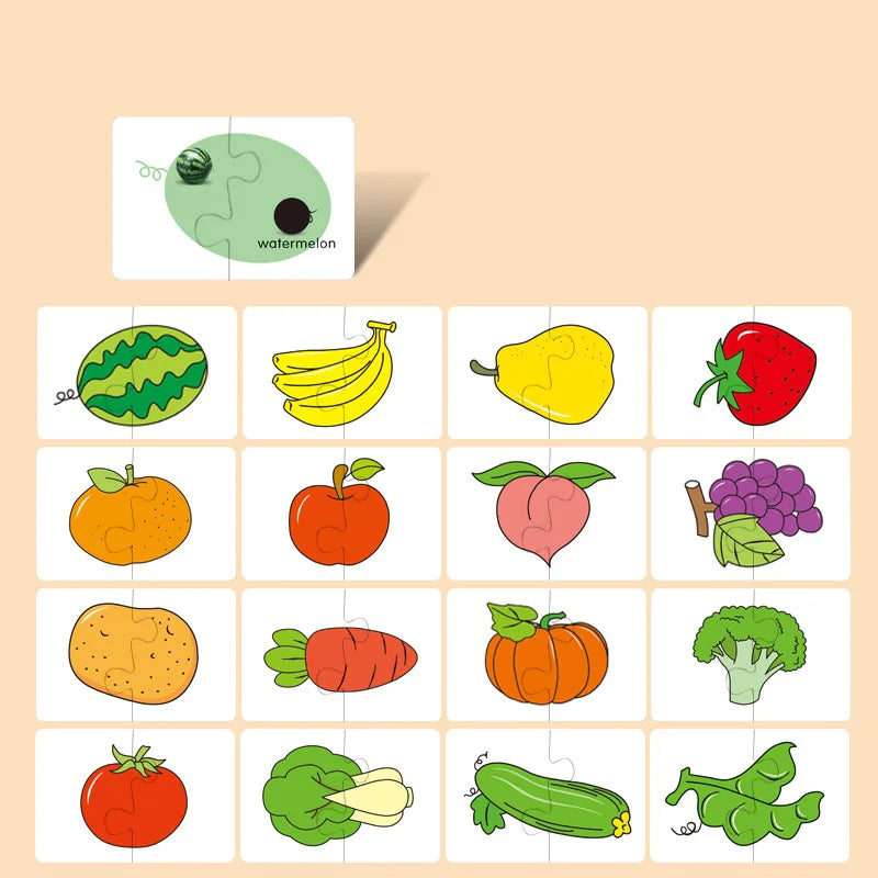 Cartes Puzzle Montessori 16 Pièces – Jouet Éducatif Bébé & Enfant 3-6 ans