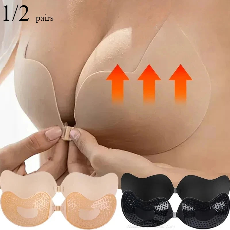 Soutien-gorge adhésif invisible push-up – Sans bretelles, sans dos, en silicone réutilisable (1 ou 2 paires)