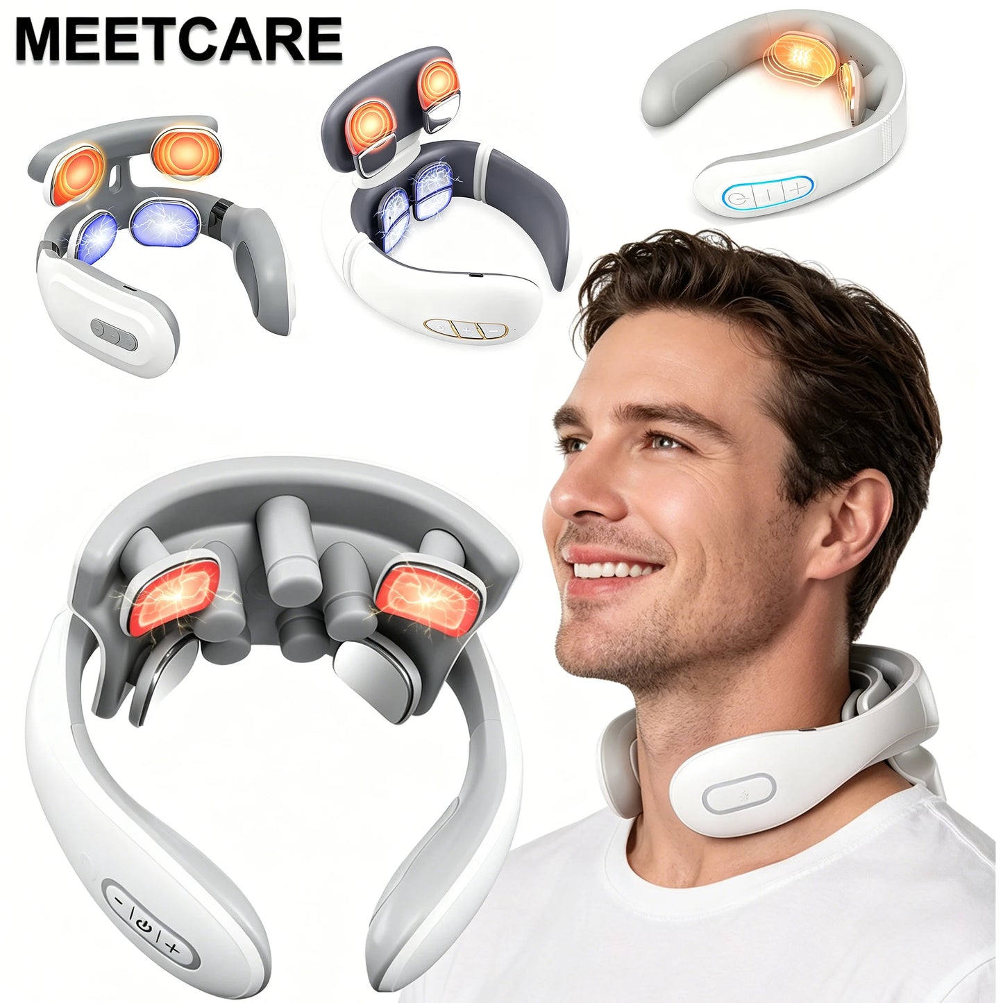 Masseur TENS Intelligent Dos & Cou – Épaules, Nuque, 16 Niveaux, Chauffage 42°C | 4 Modèles