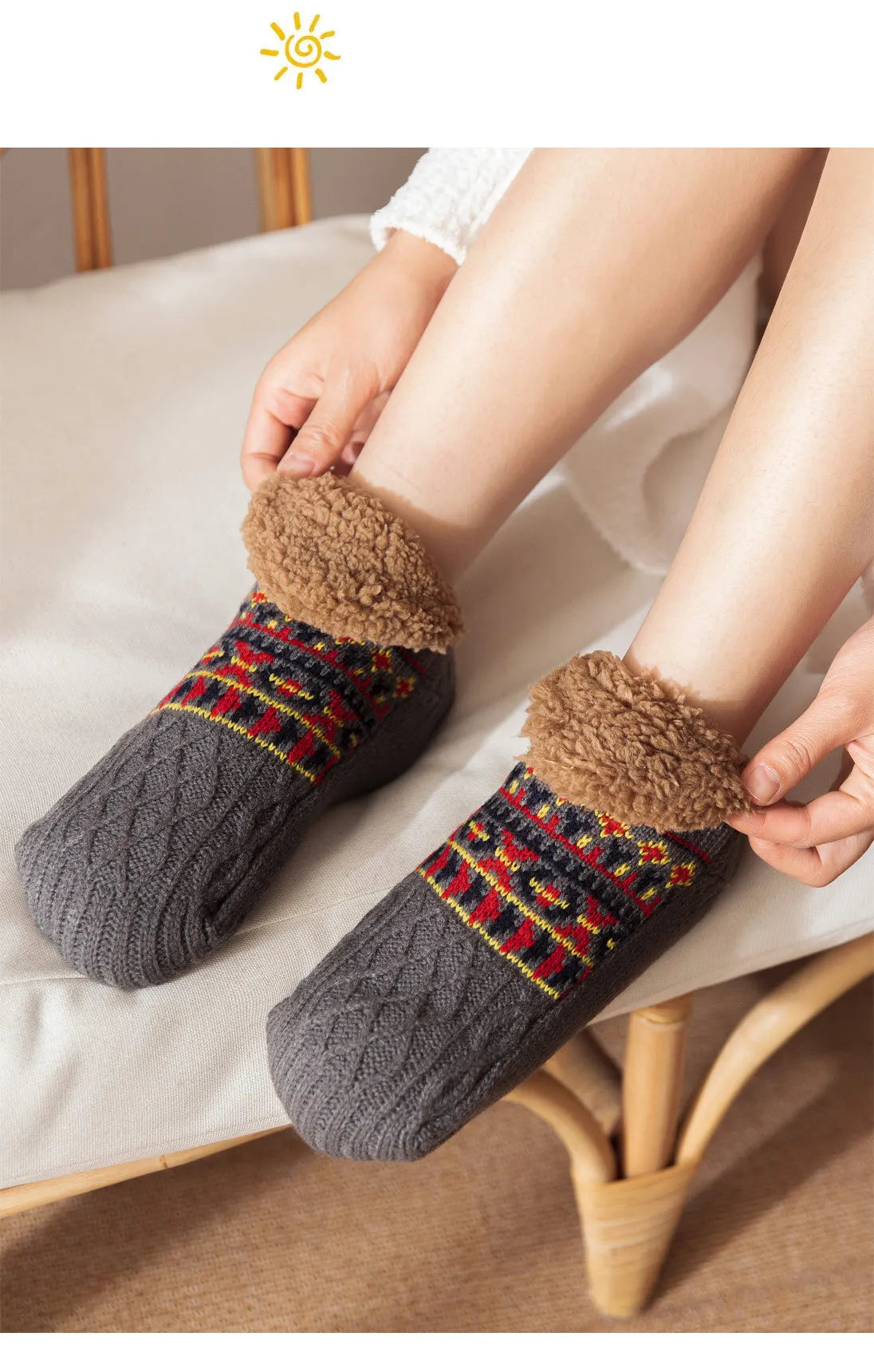 Chaussettes de sol antidérapantes Super chaudes pour femmes et hommes, chaussettes de neige, tapis de sommeil, pantoufles, bottes en velours, vêtements de maison