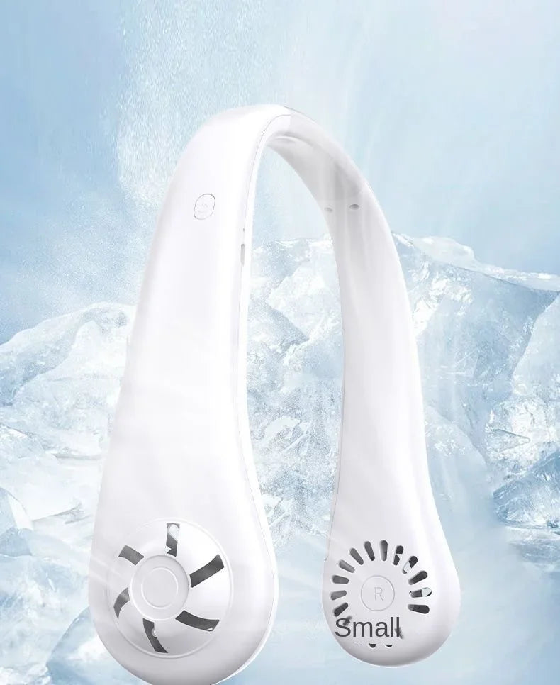 Ventilateur de Cou Sans Pales USB Rechargeable – 3 Vitesses, Mains Libres, Été & Voyage