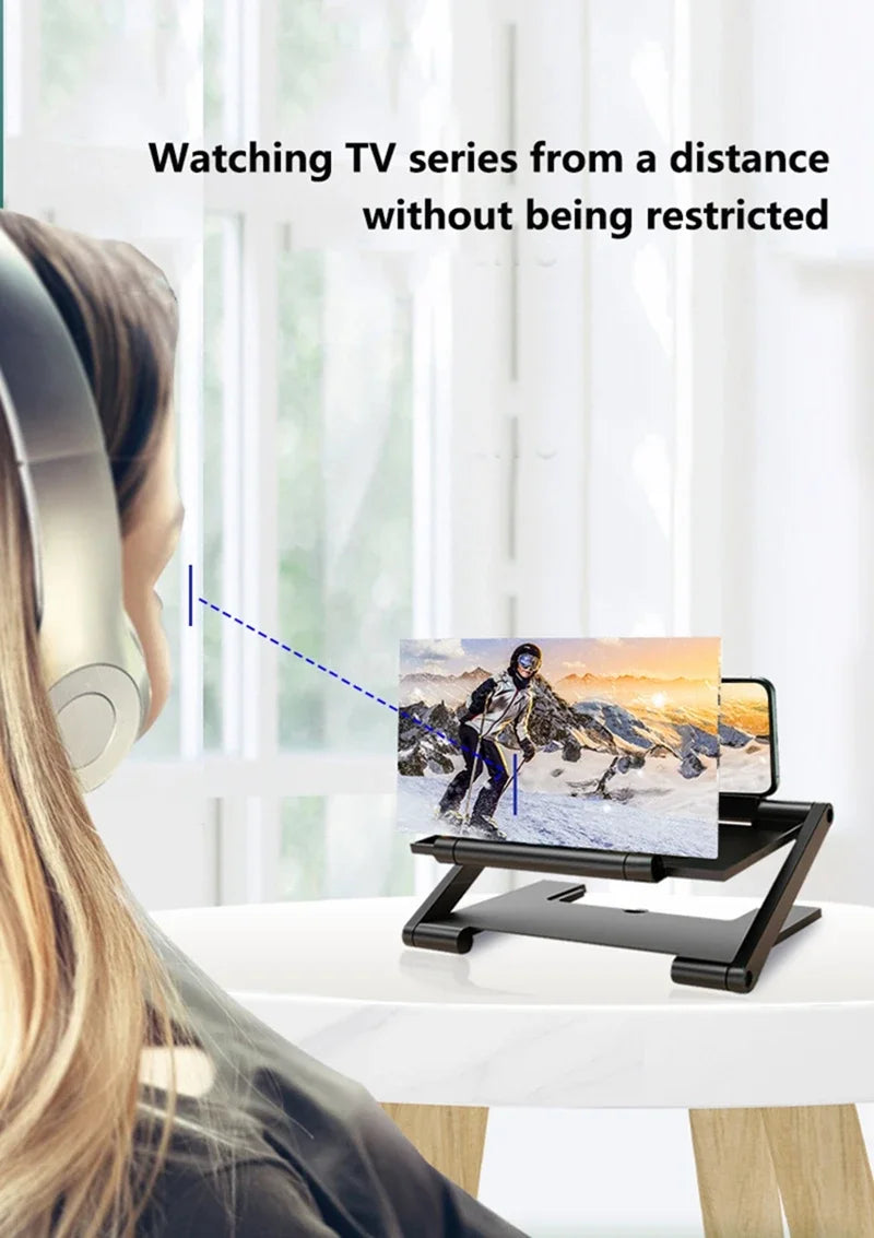 Amplificateur d’écran 3D pour smartphone – Loupe HD, projecteur vidéo, support réglable