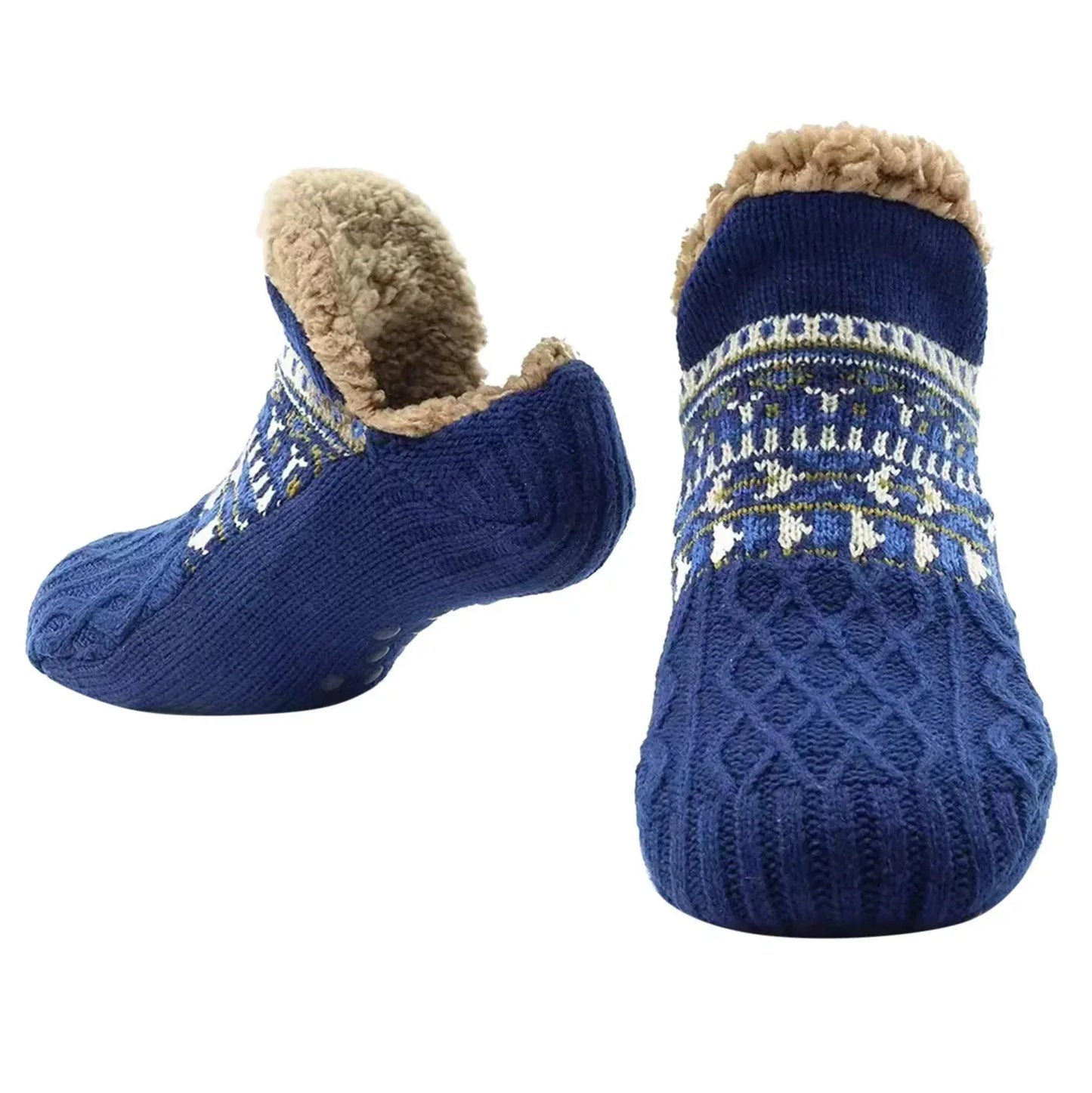 Chaussettes de sol antidérapantes Super chaudes pour femmes et hommes, chaussettes de neige, tapis de sommeil, pantoufles, bottes en velours, vêtements de maison