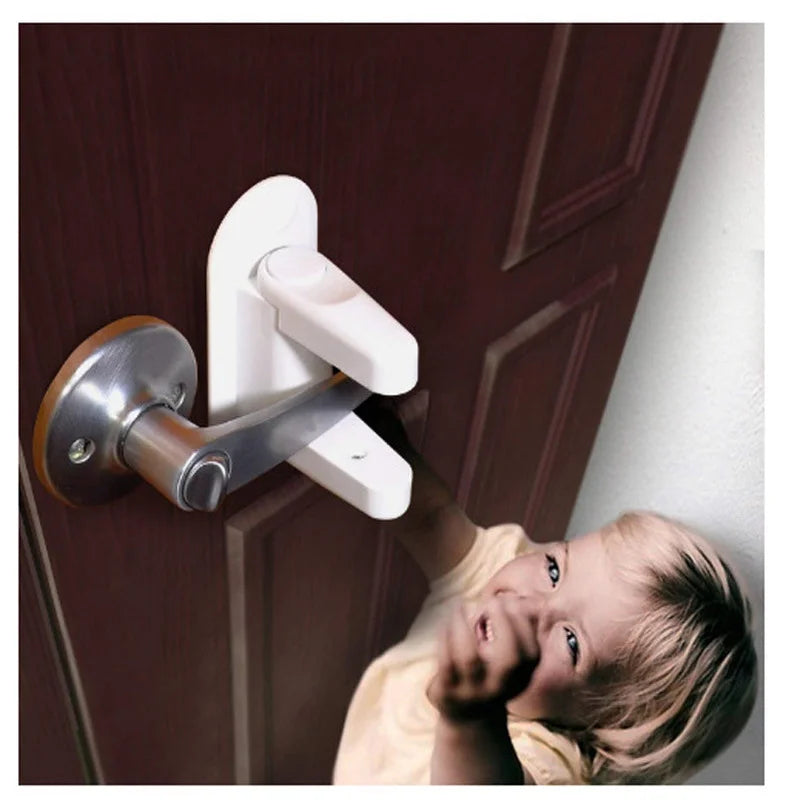 Verrou de sécurité bébé pour poignée de porte – Rotation 180°, adhésif, multifonction