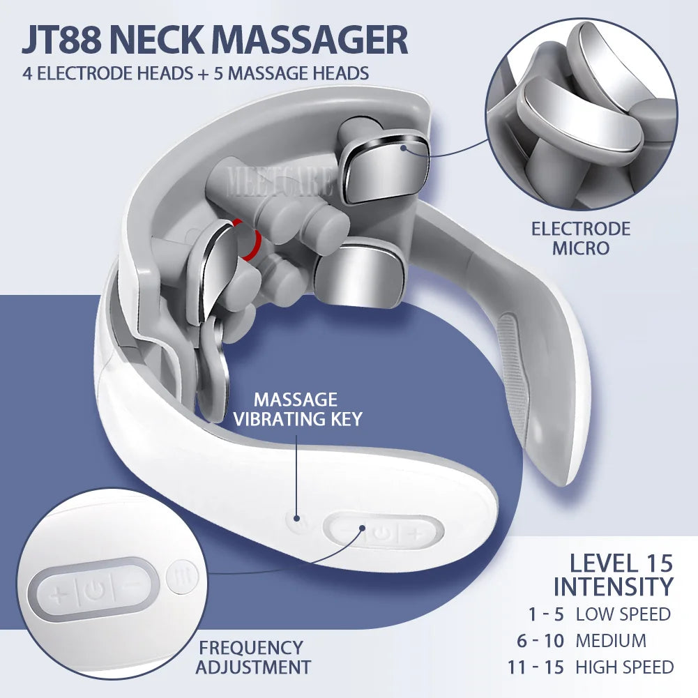 Masseur TENS Intelligent Dos & Cou – Épaules, Nuque, 16 Niveaux, Chauffage 42°C | 4 Modèles