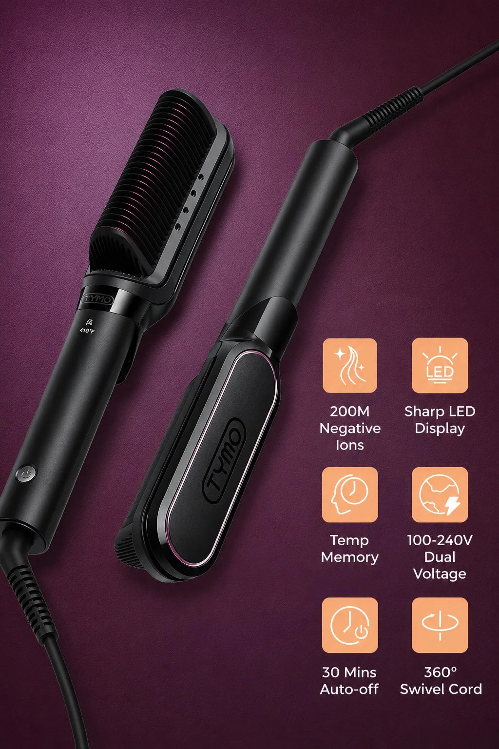 Lisseur TYMO FLIPRO 2 en 1, lisseur ionique en céramique pour contrôler les frisottis et prévenir les dommages causés par la chaleur