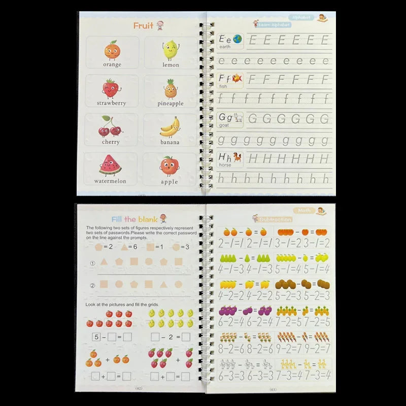 Cahier Magique d'Entraînement à l'Écriture – Calligraphie Anglaise Réutilisable | Enfants 2-5 ans