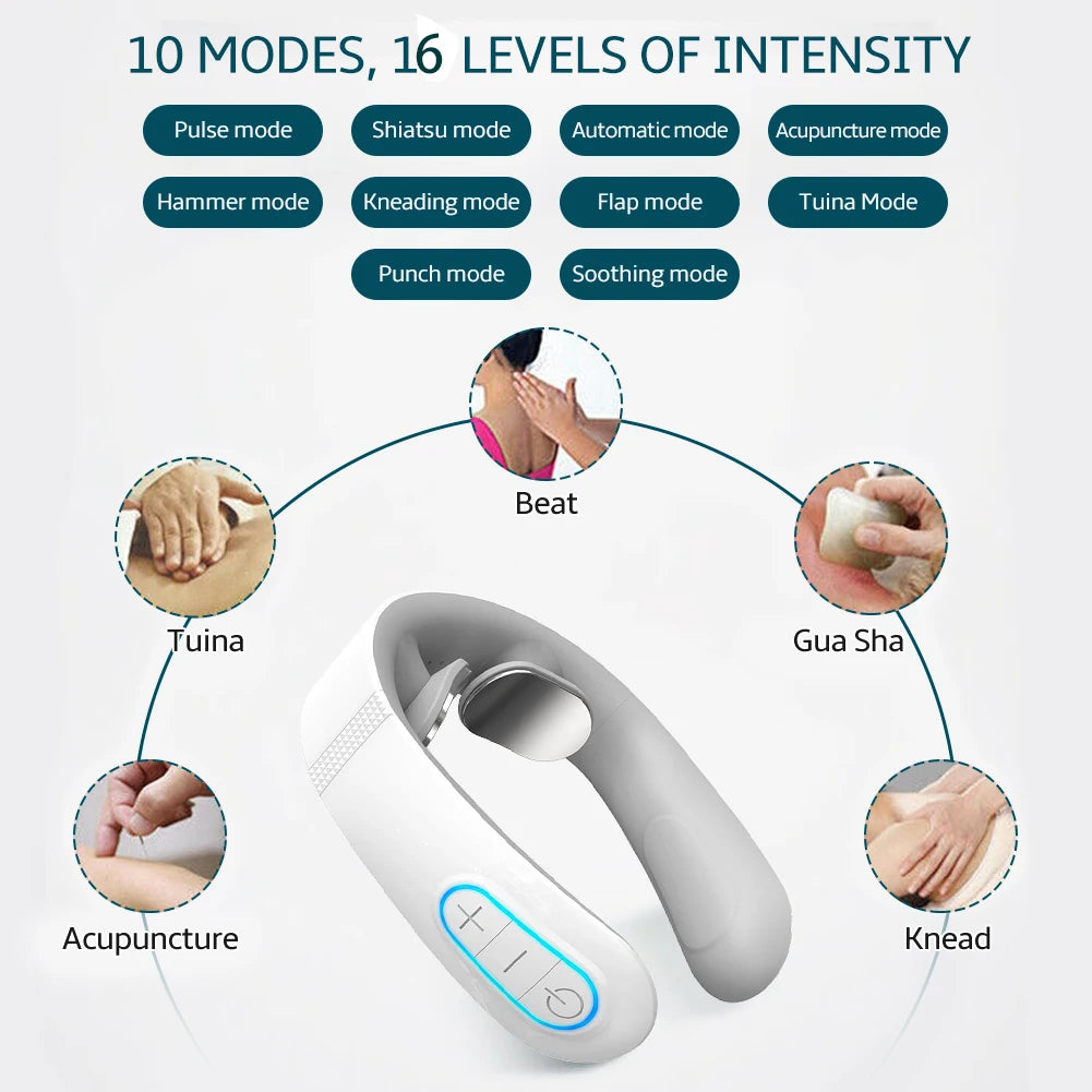 Masseur TENS Intelligent Dos & Cou – Épaules, Nuque, 16 Niveaux, Chauffage 42°C | 4 Modèles