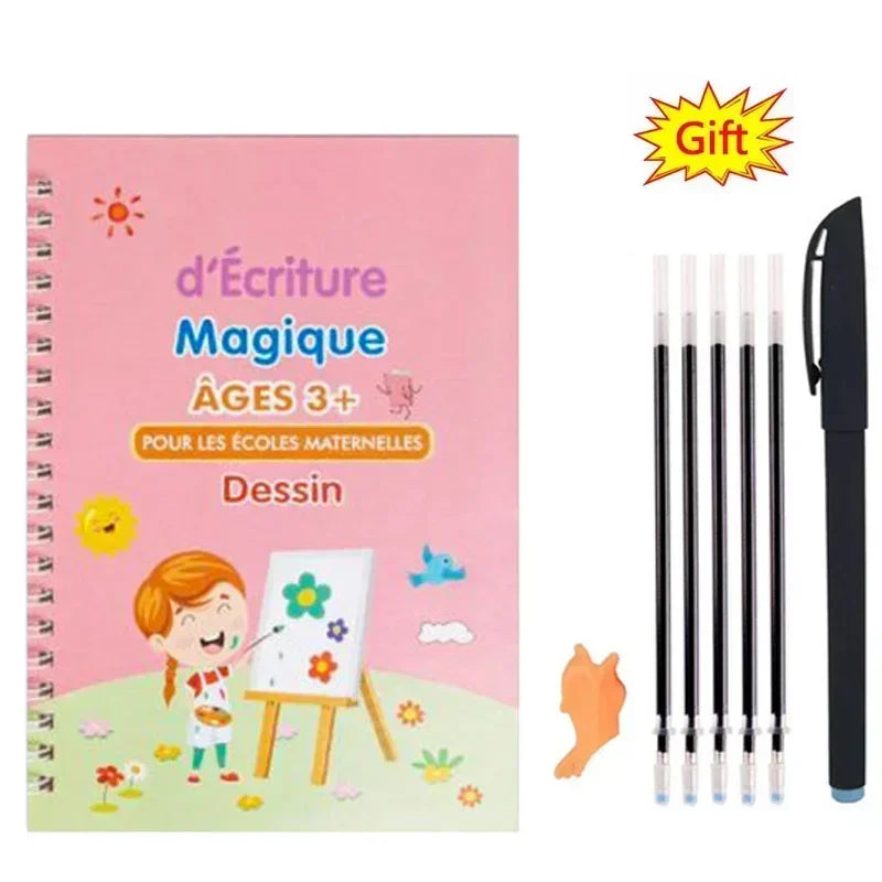 Cahier Magique d'Écriture Française – Ardoise Réutilisable avec Stylo | Enfants 3-8 ans
