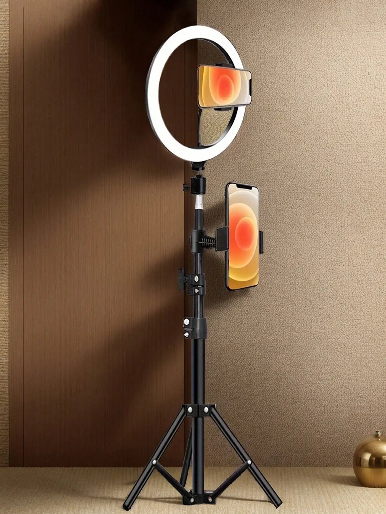 Trépied de 110 cm + pince en O, équipé d'un anneau lumineux de 10 pouces pour diffusion en direct et d'un accessoire pour diffusion en direct et selfies