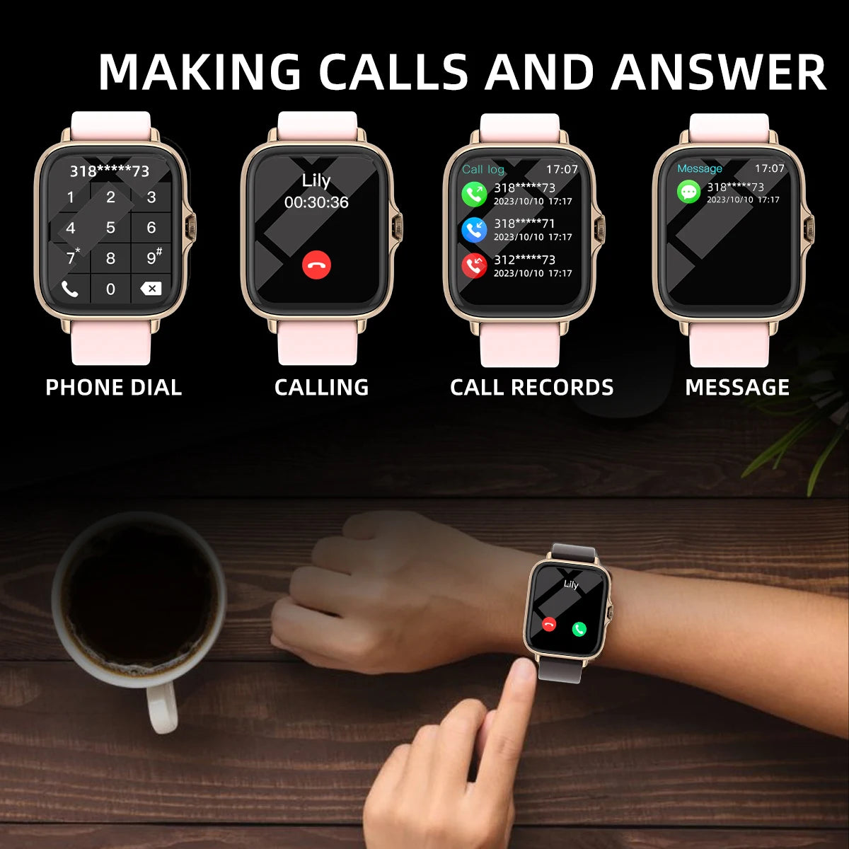 Montre Connectée 1,83" — Étanche, Appels, Surveillance du Sommeil, Podomètre