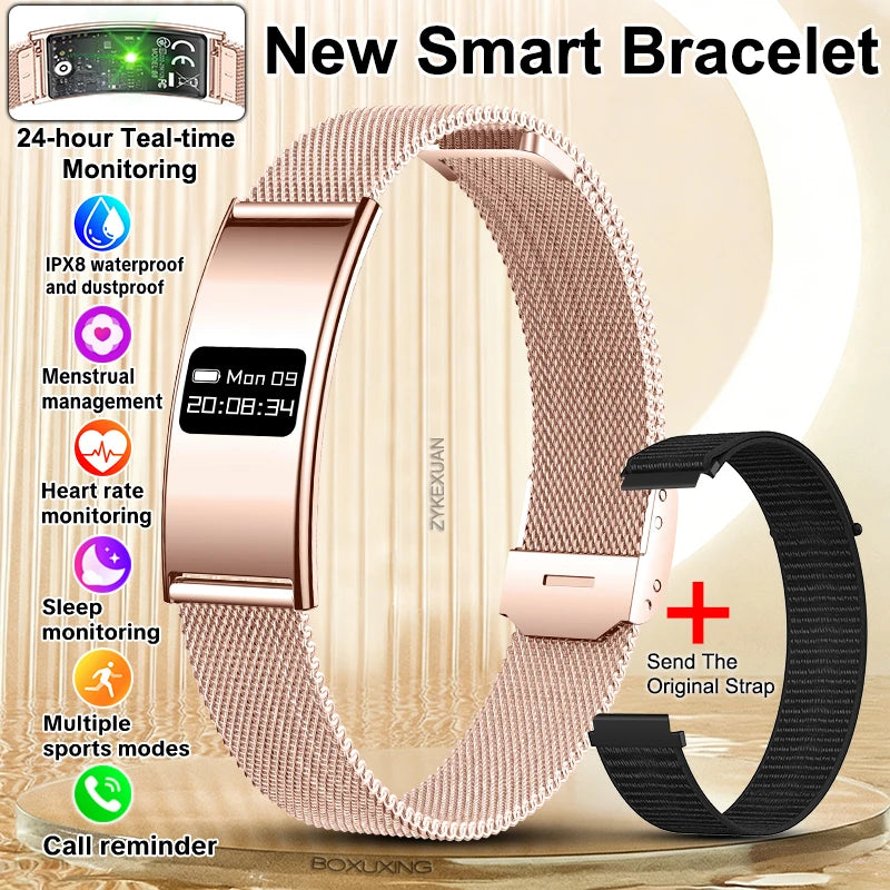 Montre Connectée Ultra-Fine BOXUXING 2026 – Suivi Cardio, SpO2, Sommeil, IPX8 | Bracelet Sportif Femme
