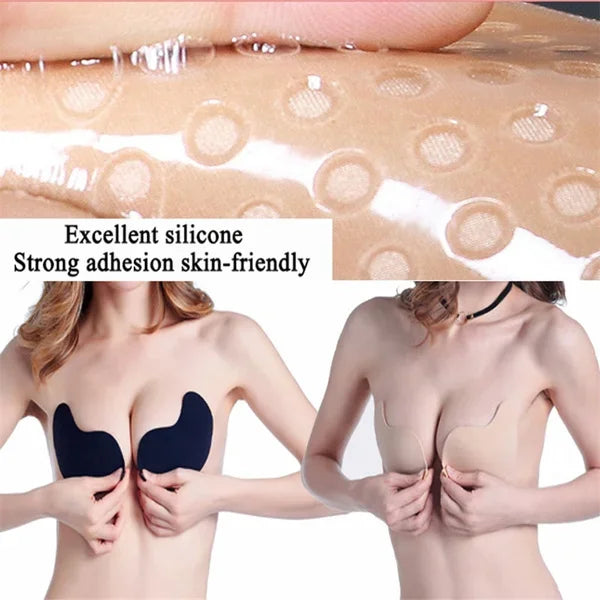 Soutien-gorge adhésif invisible push-up – Sans bretelles, sans dos, en silicone réutilisable (1 ou 2 paires)