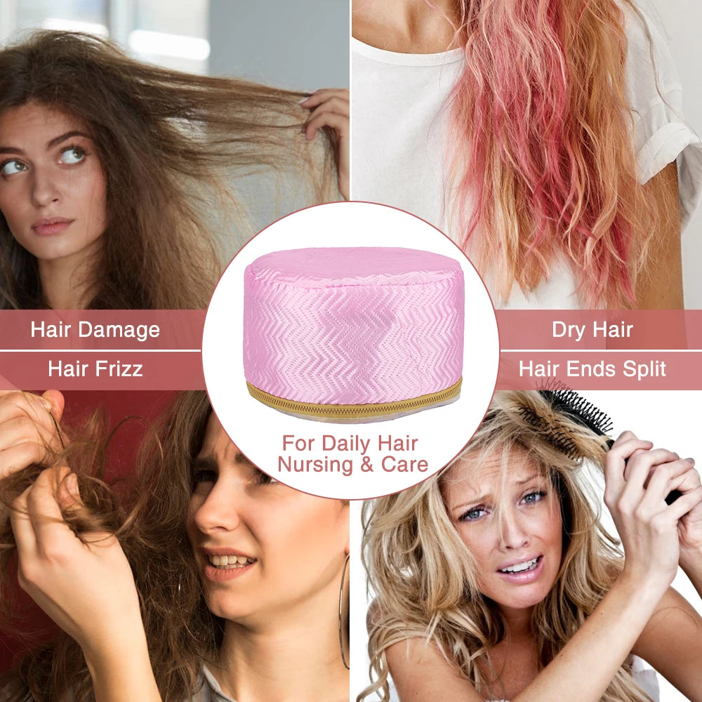 Bonnet Chauffant Traitant pour Cheveux – Vapeur Thermique, Soin Nourrissant, Spa Maison