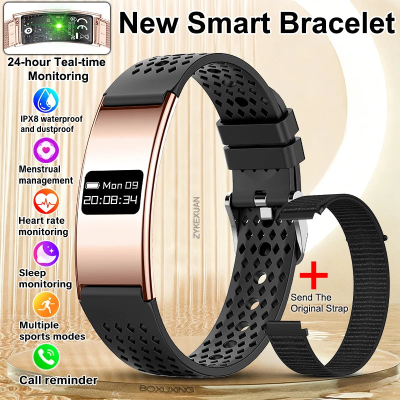 Montre Connectée Ultra-Fine BOXUXING 2026 – Suivi Cardio, SpO2, Sommeil, IPX8 | Bracelet Sportif Femme