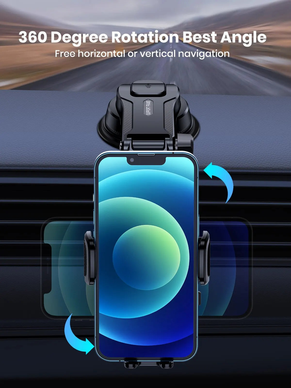 Support téléphone voiture TOPK – Fixation par gravité, pare-brise, tableau de bord et grille d'aération