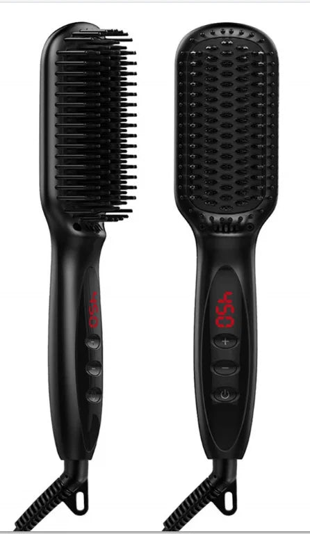 Brosse lissante électrique chauffante pour cheveux et barbe, en céramique anti-brûlure