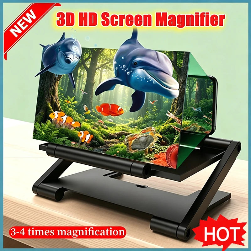 Amplificateur d’écran 3D pour smartphone – Loupe HD, projecteur vidéo, support réglable