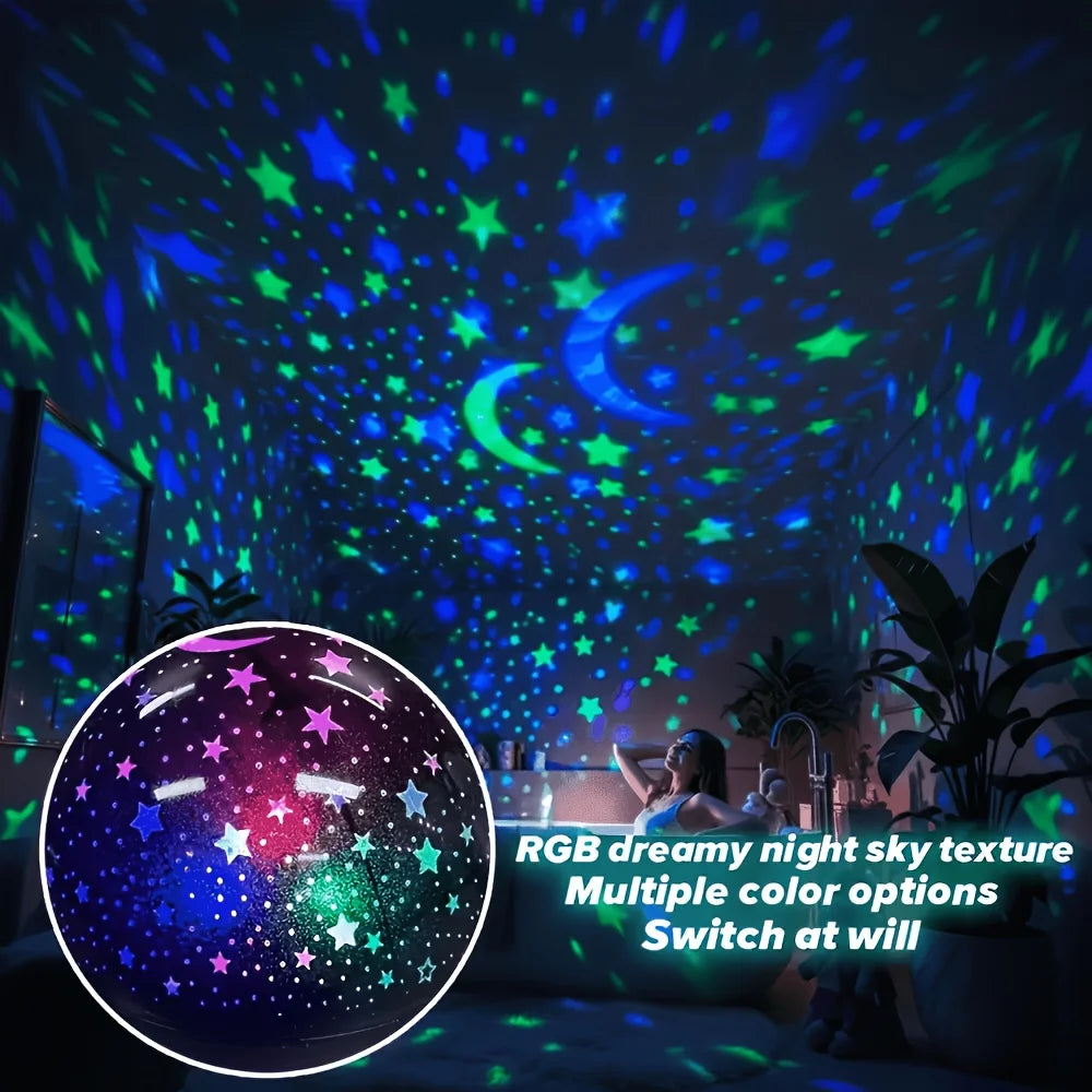 Veilleuse Projecteur Ciel Étoilé LED USB – Étoiles & Lune, Décoration Atmosphère