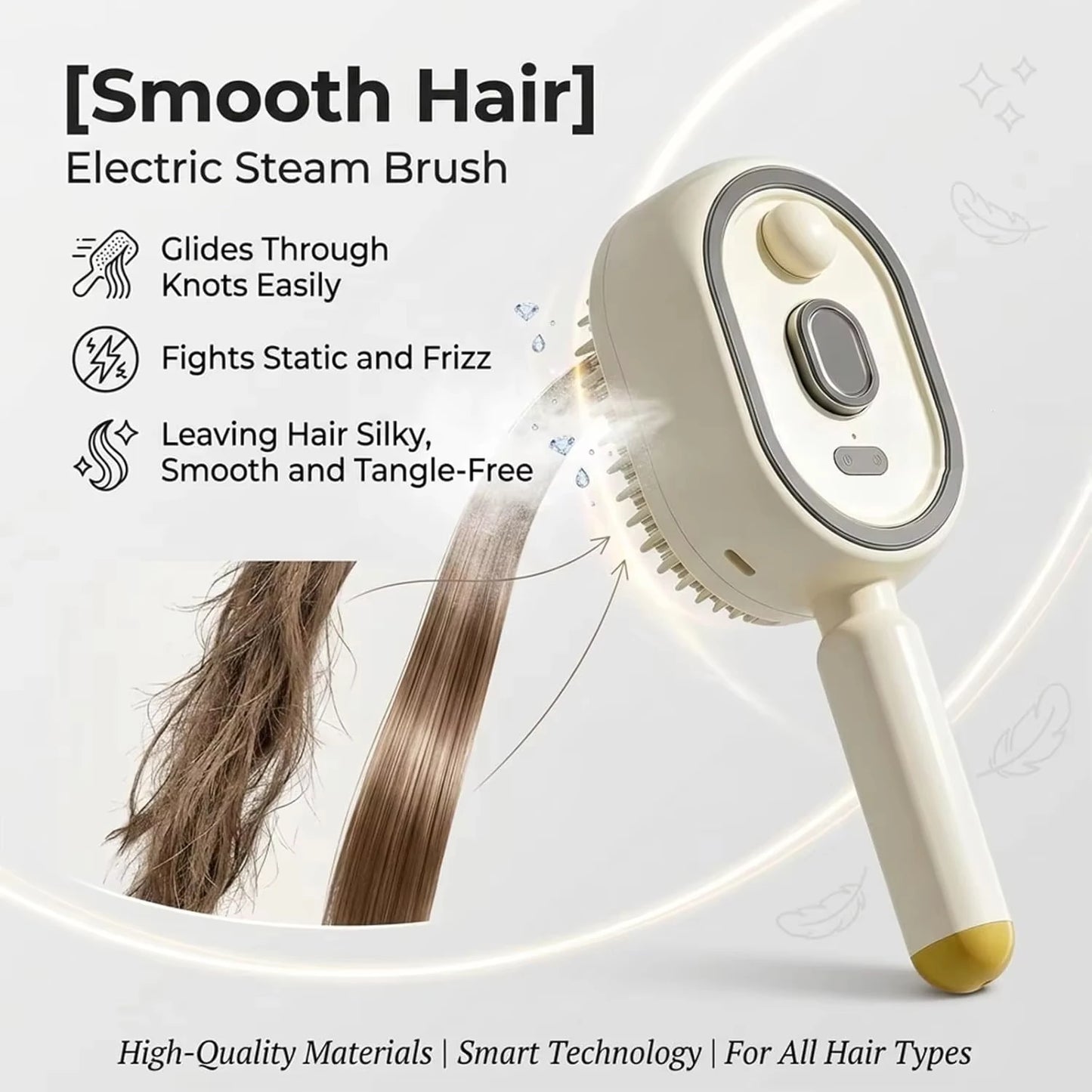 Brosse à Cheveux Électrique à Vapeur 3-en-1 – Lissage, Démêlage & Anti-Frisottis