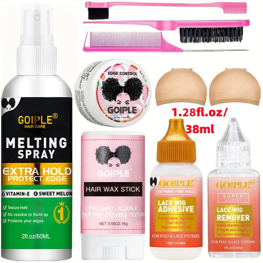 Kit Coiffage Perruque Lace GOIPLE – Colle, Cire Fixante et Gel Edge Control | Longue Tenue