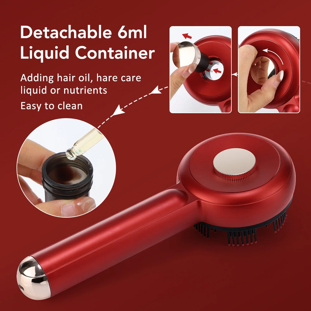 Peigne de Massage électrique, thérapie à la lumière rouge, Vibration, croissance des cheveux, brosse pour cuir chevelu, Anti-perte de cheveux, applicateur d'huile liquide