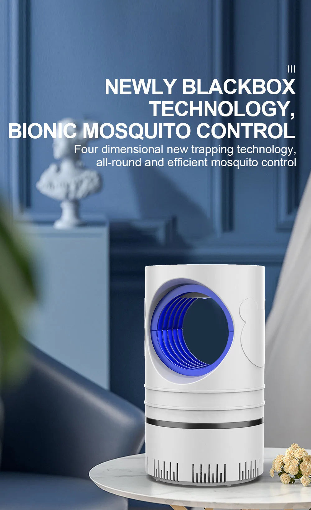 Lampe anti-moustiques électrique LED USB – Piège à insectes silencieux pour maison, chambre et bureau