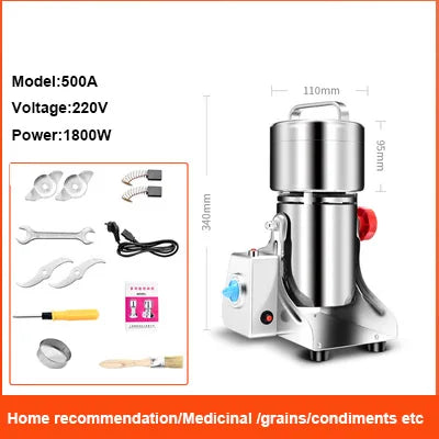 Moulin à Farine Électrique BEIJAMEI – Broyeur de Céréales, Épices & Café | 1800W, 50-300 Mesh