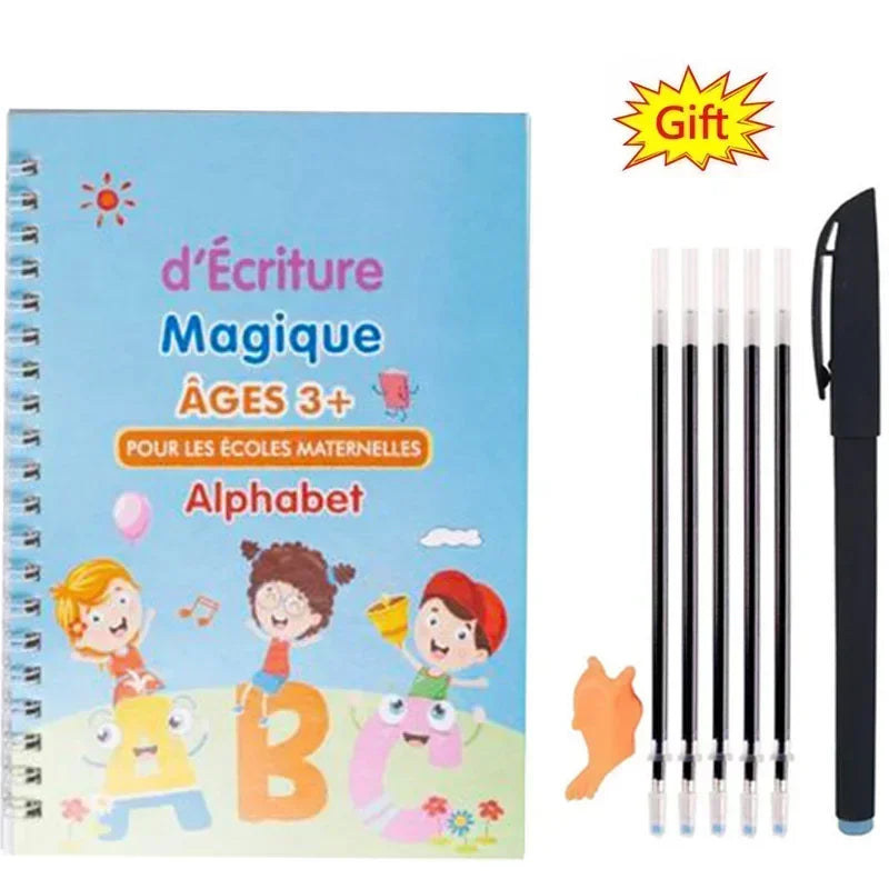 Cahier Magique d'Écriture Française – Ardoise Réutilisable avec Stylo | Enfants 3-8 ans