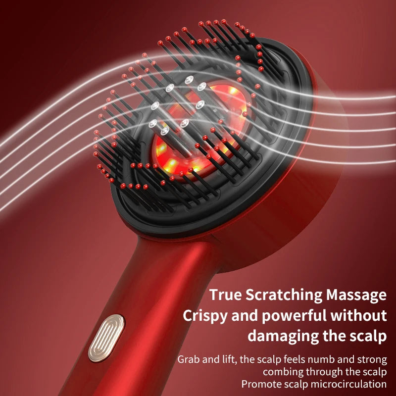Peigne de Massage électrique, thérapie à la lumière rouge, Vibration, croissance des cheveux, brosse pour cuir chevelu, Anti-perte de cheveux, applicateur d'huile liquide