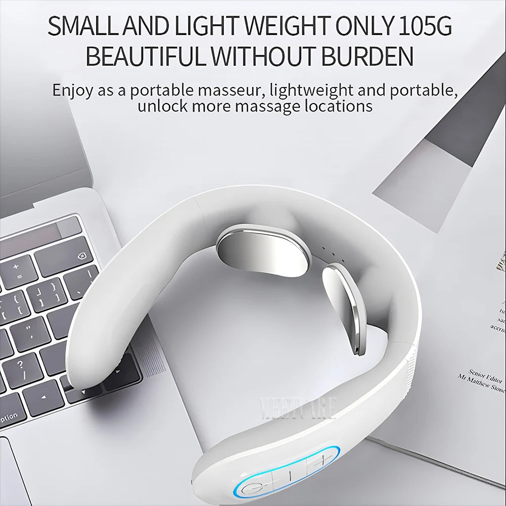 Masseur de Cou Intelligent TENS MEETCARE – 16 Niveaux, 10 Modes, Soulagement Douleur Cervicale
