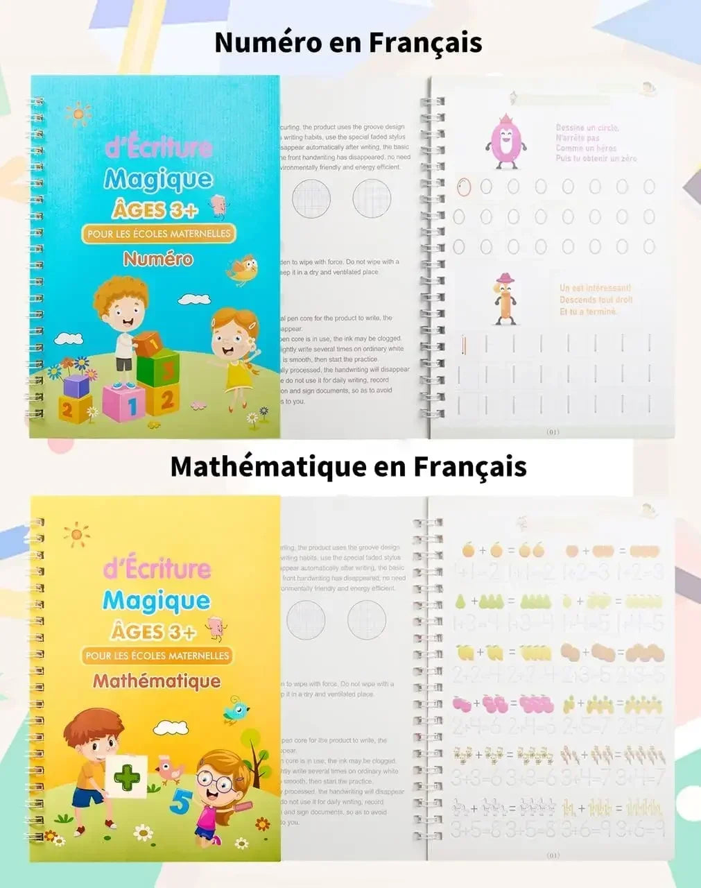 Cahier Magique d'Écriture Française – Ardoise Réutilisable avec Stylo | Enfants 3-8 ans