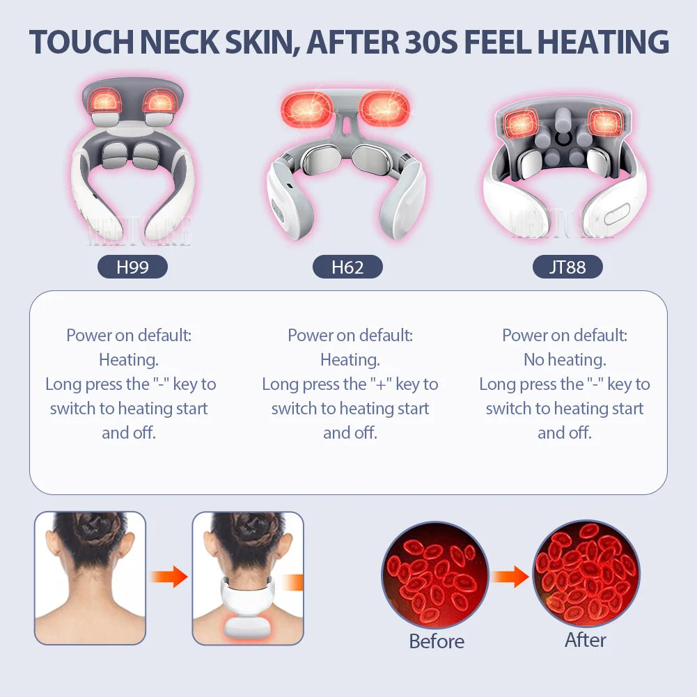 Masseur TENS Intelligent Dos & Cou – Épaules, Nuque, 16 Niveaux, Chauffage 42°C | 4 Modèles