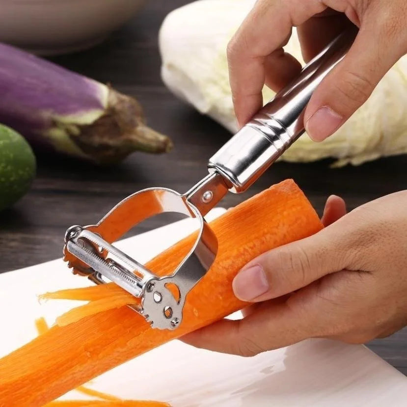 Éplucheur-râpe julienne 2-en-1 en acier inoxydable – Pommes de terre, concombre, carotte et plus
