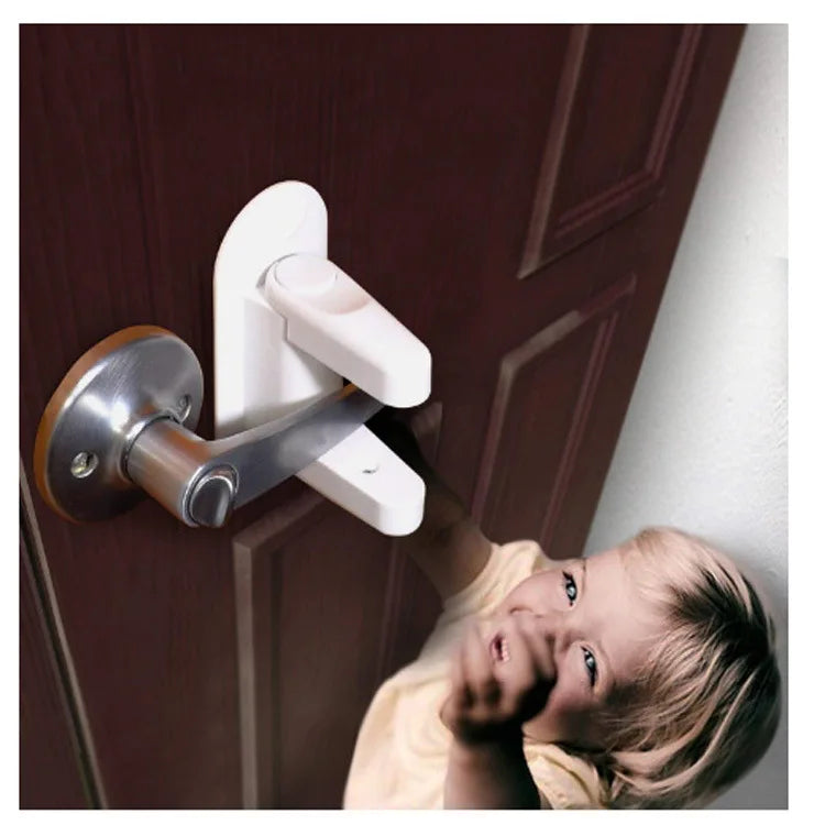 Verrou de sécurité bébé pour poignée de porte – Rotation 180°, adhésif, multifonction