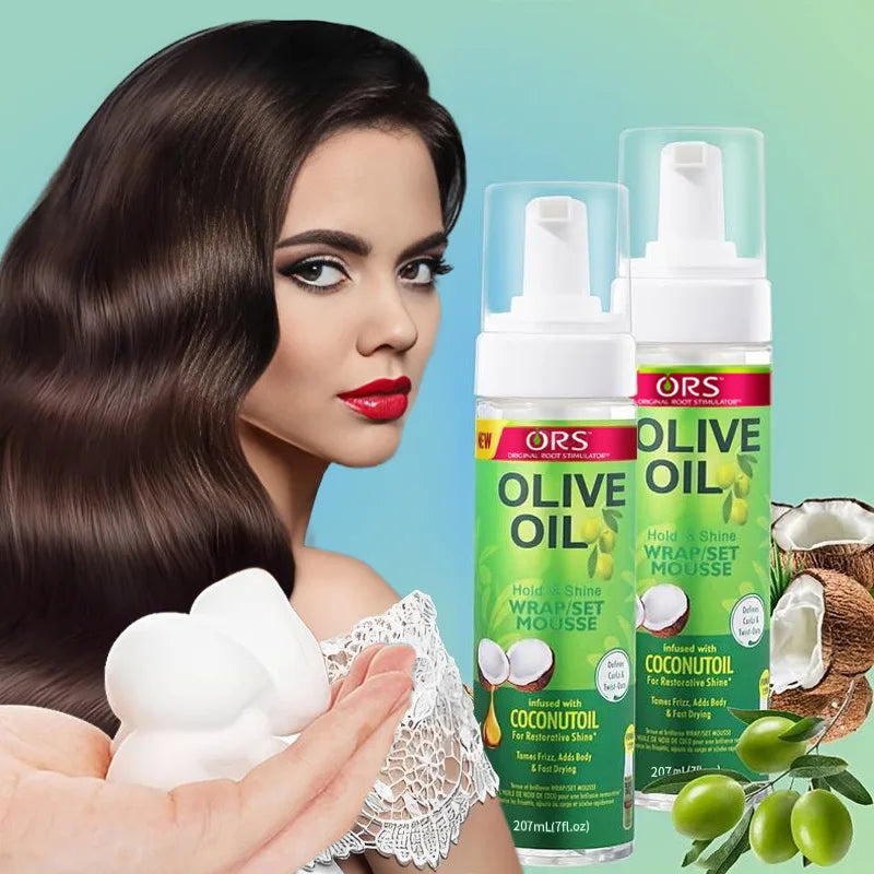 Mousse Coiffante Boucles – Tenue Forte à l'Huile d'Olive | Anti-Frisottis pour Perruques et Cheveux Naturels