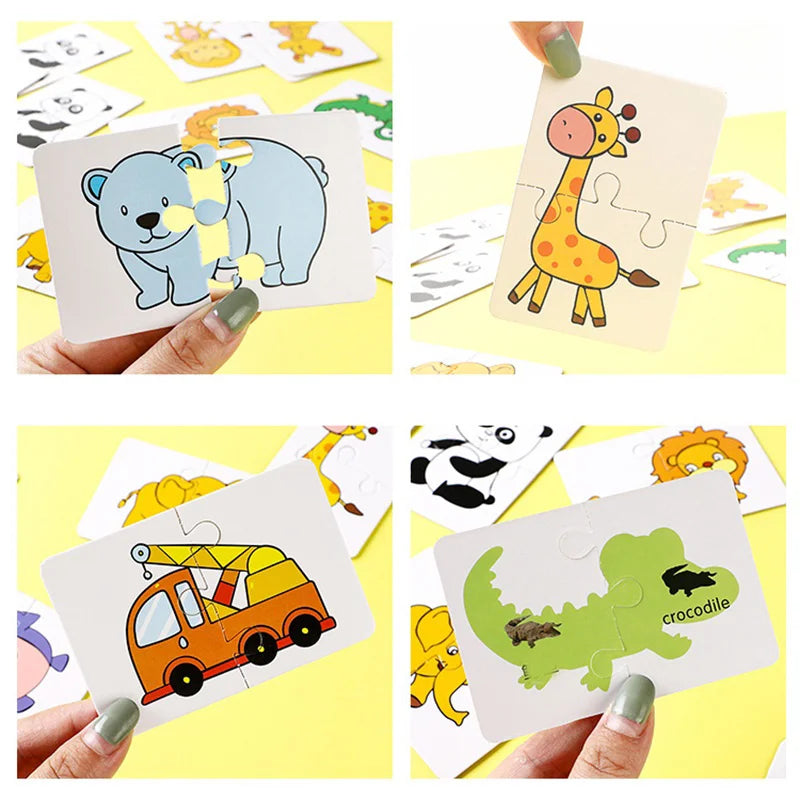 Cartes Puzzle Montessori 16 Pièces – Jouet Éducatif Bébé & Enfant 3-6 ans