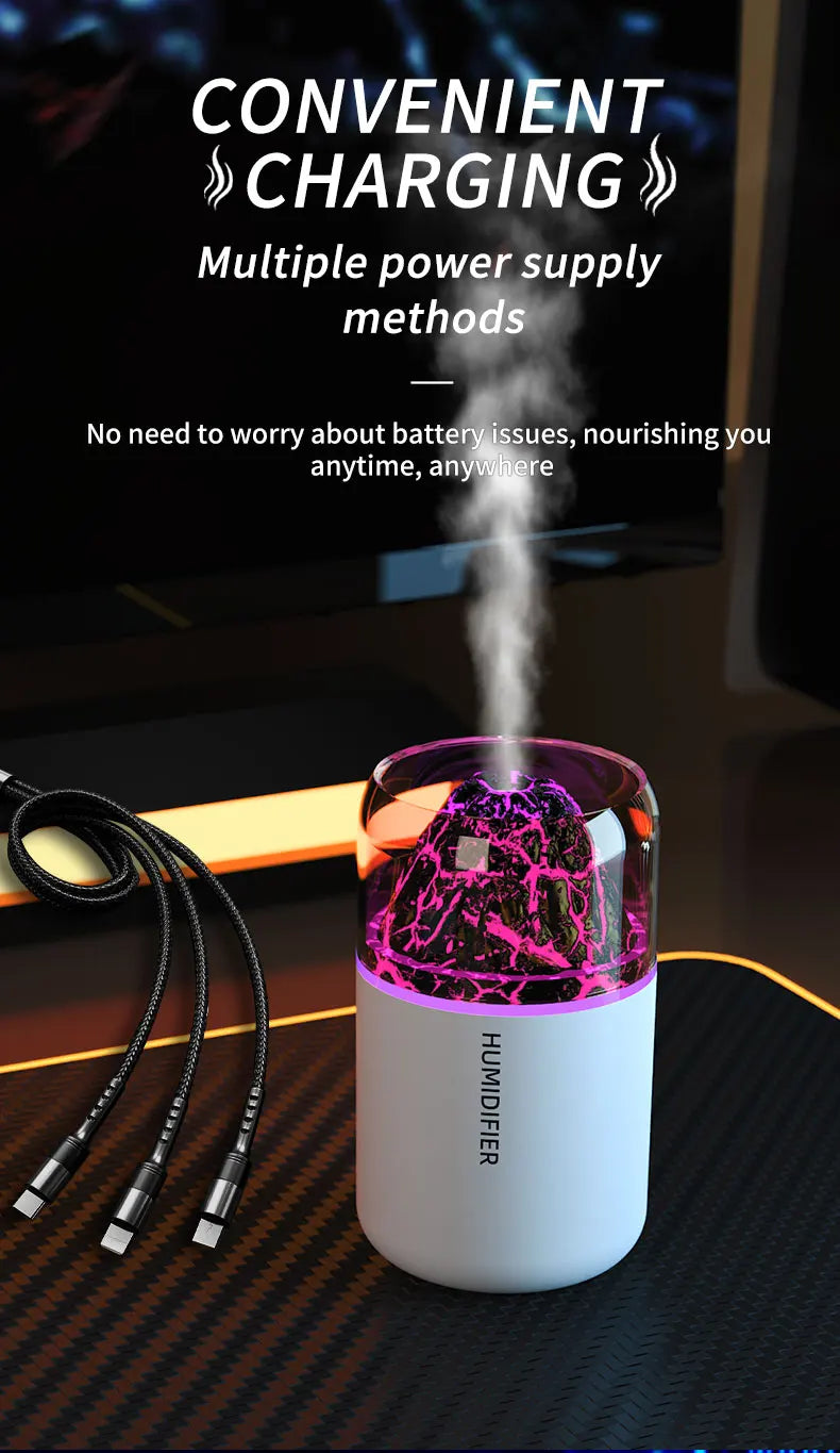 Humidificateur Diffuseur d'Arômes USB – Lampe Volcanique Colorée