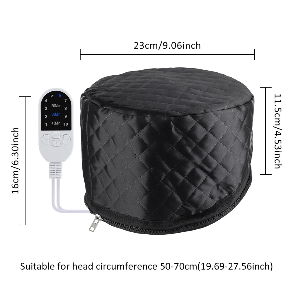 Bonnet Vapeur Chauffant Hailicare – 9 Températures, 5 Minuteries, Cuir PU, Soin Capillaire Spa Maison