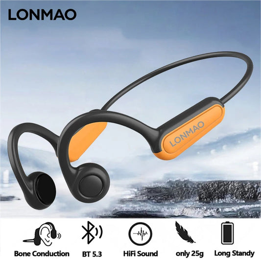 B8 True Bone Conduction Earphones Bluetooth 5.3 Sports Wireless Headphones Ear Hook IPX5 Waterproof Headset for Running Driving