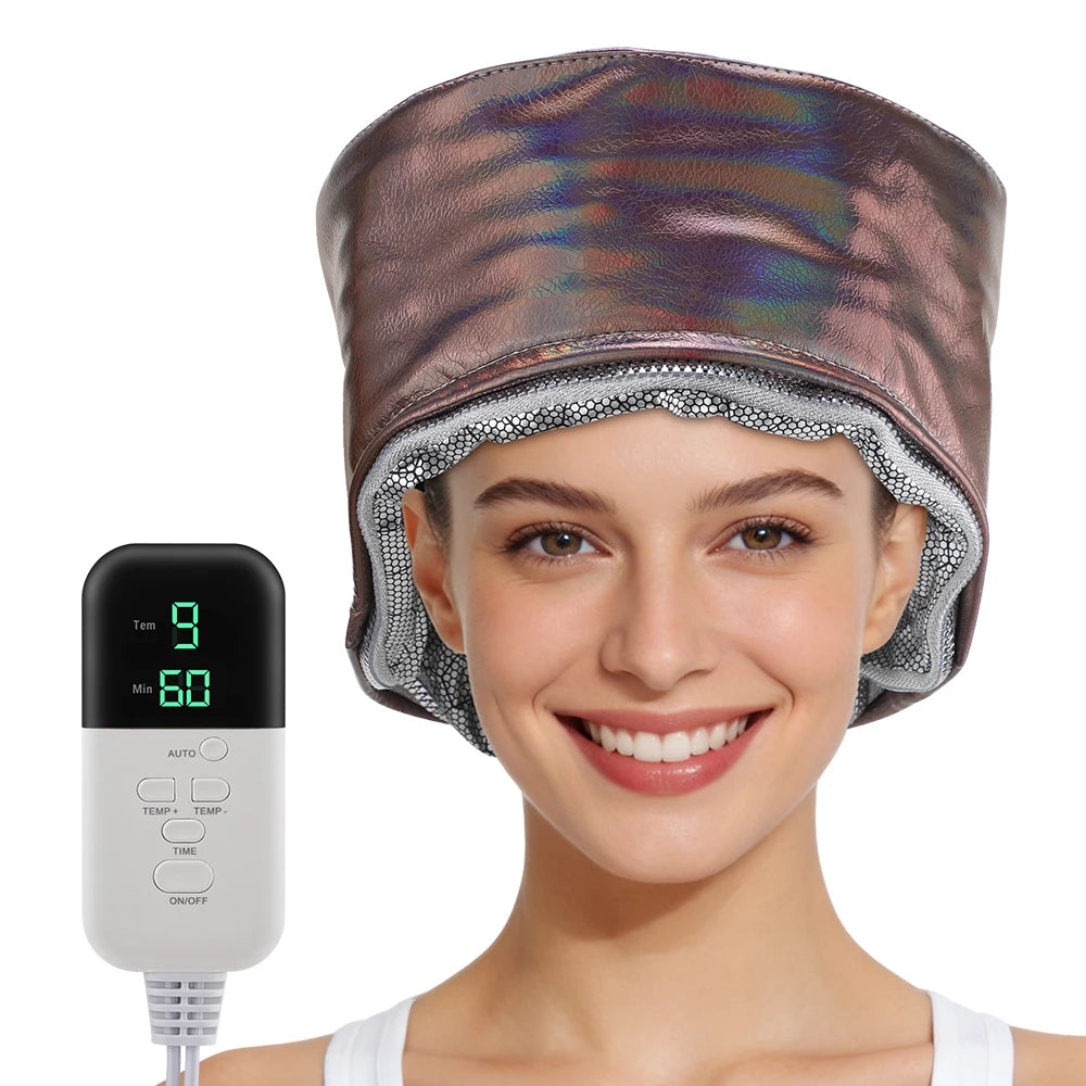 Bonnet Vapeur Chauffant Hailicare – 9 Températures, 5 Minuteries, Cuir PU, Soin Capillaire Spa Maison